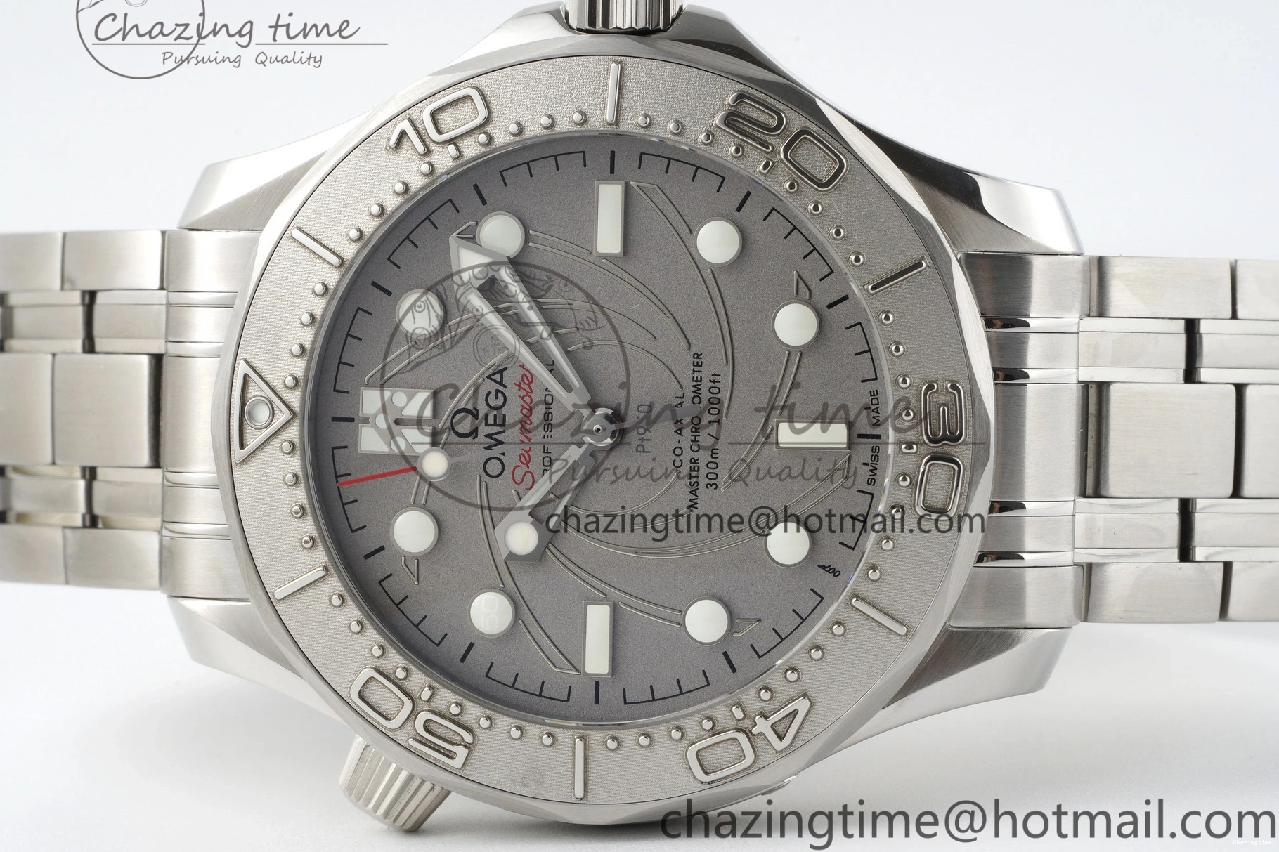 0521 Unisex Seamaster 300M 007 Platinum VSF 1:1 Best Edition Gray Dial on SS Bracelet A 7826